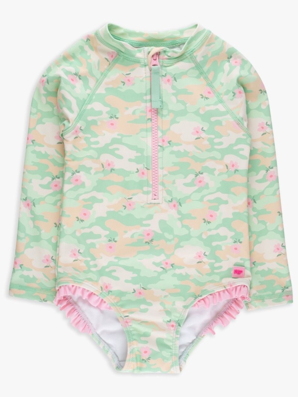 NWT Rufflebutts Long-Sleeve Mint Camo One-Piece Swimsuit Girls 4T